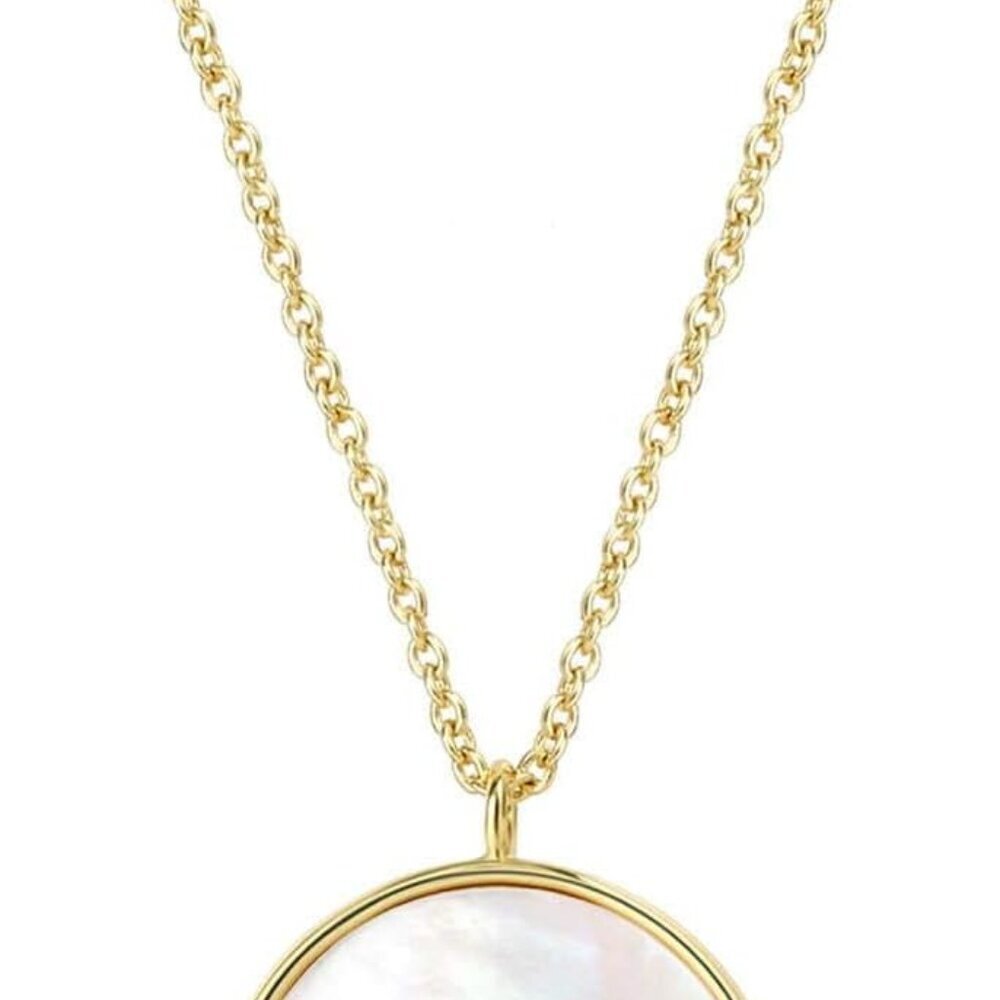 14k Gold Plated Mother of Pearl Shell Pendant Necklaces for Women Girls - Picture 1 of 7